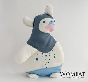 The sleep animal collection - Wombat teddy bear, white and blue