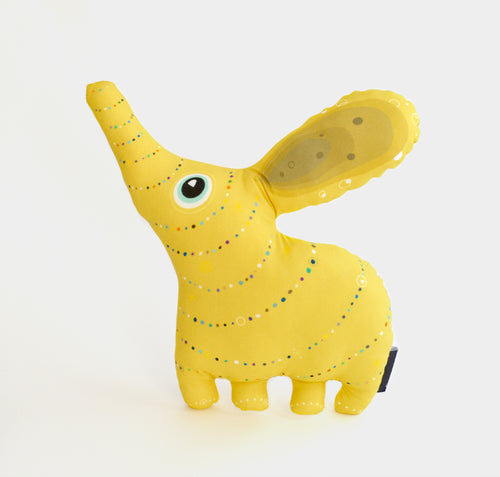Yellow mouse teddy from eco bamboo fabric